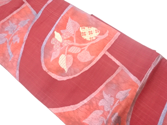 JAPANESE KIMONO / VINTAGE NAGOYA OBI / WOVEN LEAVES